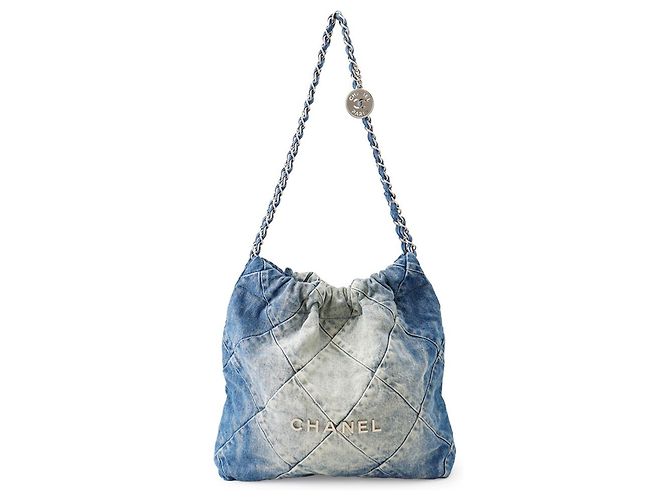 Borsa a tracolla Chanel Matelassé in denim blu