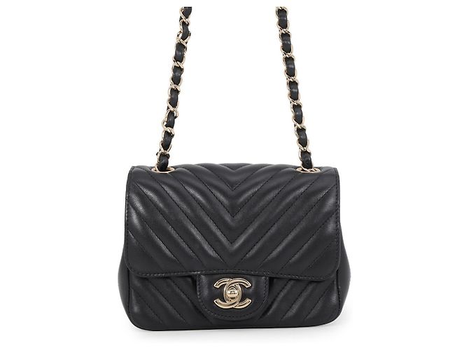 Borsa a tracolla Chanel Chevron Mini in pelle d'agnello Nero