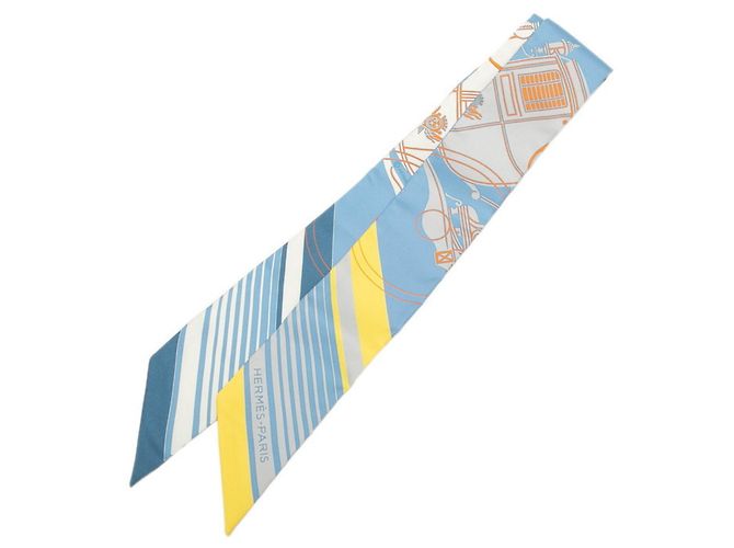 Hermès Pañuelo de seda Hermes Twilly Ex Libris Azul Multicolor