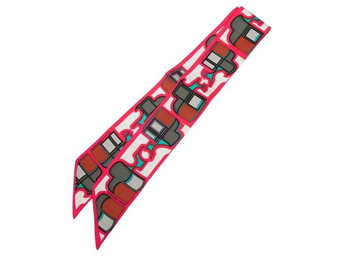 Hermès Hermes Twilly Coupe Les Coupes Scarf Pink Mehrfarben