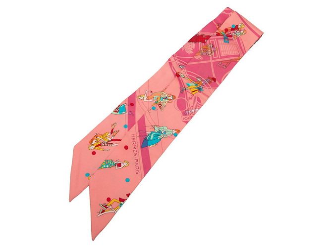Hermès Lenço Hermes Twilly Ex-Libris Les Parisiennes Rosa Multicor