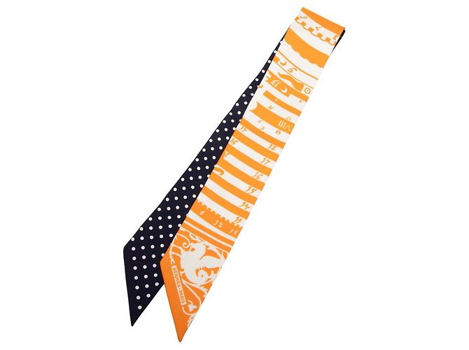 Hermès Hermes Twilly Astrology Dot Schal Orange Marineblau