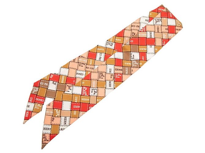 Hermès Lenço Twilly Bolduc Hermes Vermelho Multicor