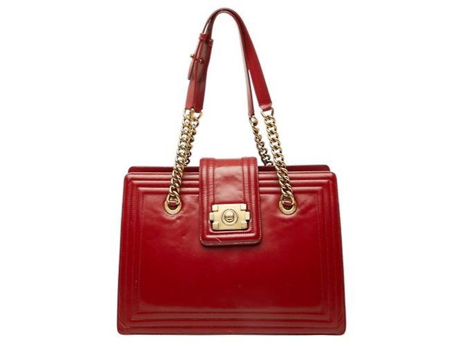 Le Boy Saco Tote Chanel Coco Mark Boy 32 com corrente Vermelho