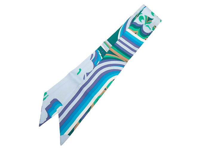 Hermès Twilly Brides de Gala Shadow Sciarpa/Foulard Blu Multicolore