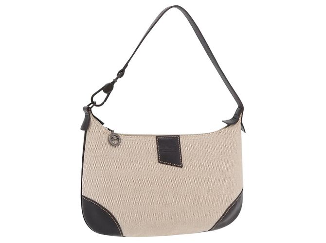 Bolsa de Ombro LONGCHAMP Canvas Beige Auth 204983A Bege