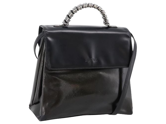 Bolsa LOEWE Velazquez em couro 2way Verde Prata Auth gh2401