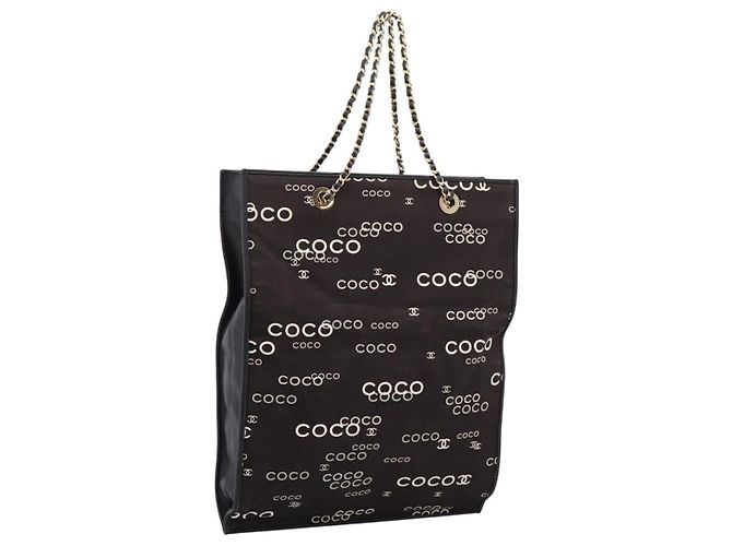 Sac à main à chaîne CHANEL Canvas Noir Doré CC Auth mr2921A
