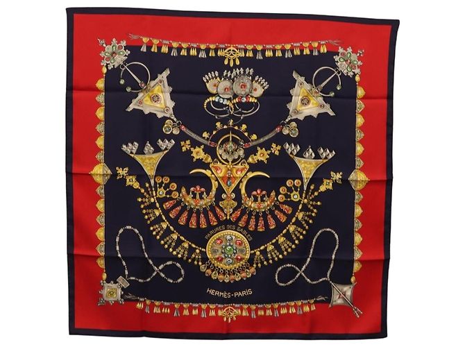 Hermès HERMES Carre 90 Scarf Silk Navy Auth 198381M Blu navy