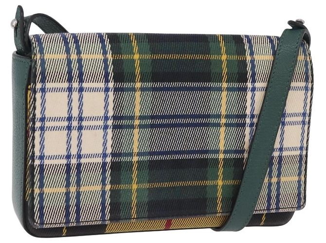 Borsa a tracolla BURBERRY Nova Check Canvas Green Silver Auth ka6391A Argento Verde