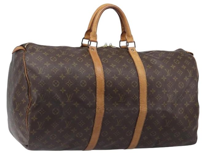 LOUIS VUITTON Monogram Keepall 55 Boston Bag M41424 LV Auth 203123 Monograma
