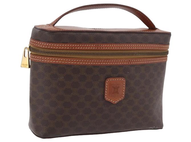Céline Beauty case CELINE Macadam Canvas PVC Brown Auth mr2997A Marrone