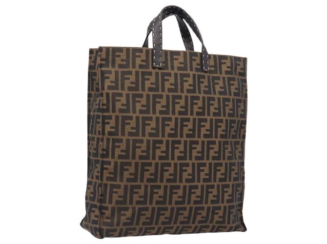 FENDI Zucca Canvas Handtasche Schwarz 8BH173 Auth gh2369