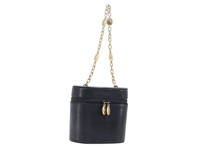 Borsa a mano con catena Christian Dior in pelle nera e oro Auth bs37240 Nero
