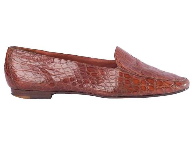 Prada Vintage Brown Exotic Leather Loafers