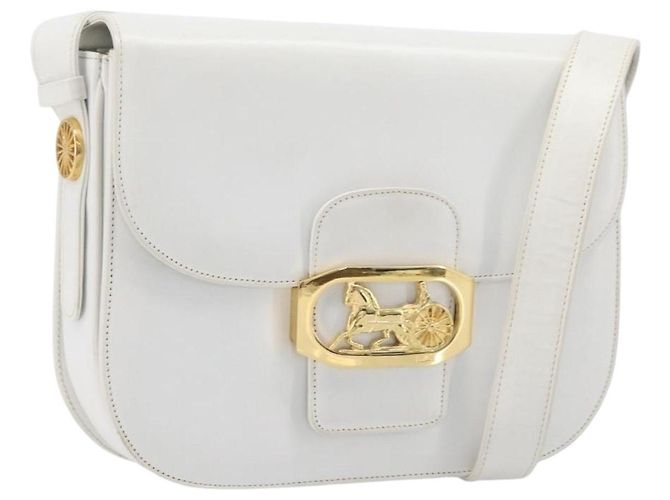 Céline Sac à épaule CELINE en cuir blanc et or Auth ep15998 Doré