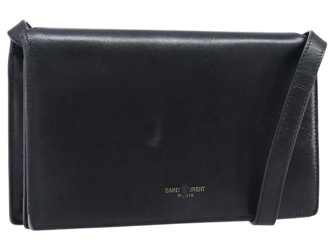Autre Marque Bolsa de Ombro SAINT LAURENT em Couro Preto e Dourado Auth bs37414