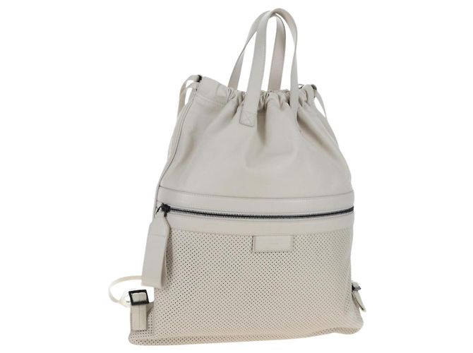 BOTTEGA VENETA Backpack Leather 2way Ivory Auth 206074V Cream