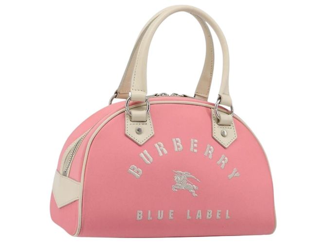 Borsa a mano BURBERRY Nylon Rosa Argento Auth bs37234