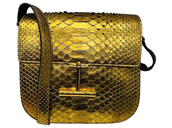 Sac à main en cuir de python métallisé doré Tom Ford