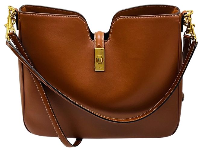Céline Bolsa de Ombro Soft Camille 16 Medium em Pele de Vitelo Lisa Tan Celine Camelo