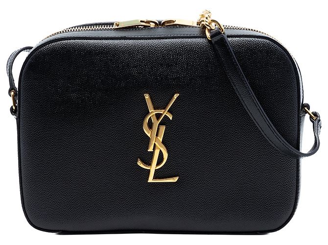 Autre Marque Borsa Camera Classic Monogram Medium in Grain de Poudre Nera Saint Laurent Nero