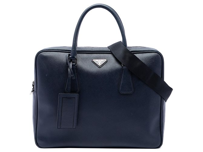 Borsa business Prada Saffiano blu
