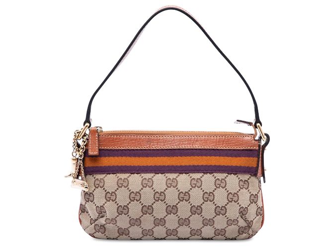 Borsa a tracolla Gucci GG Canvas Web beige