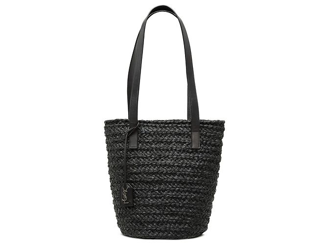 Autre Marque Bolso Tote Small Raffia Panier Negro Saint Laurent