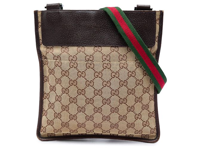 Borsa a tracolla Gucci GG Canvas Web beige