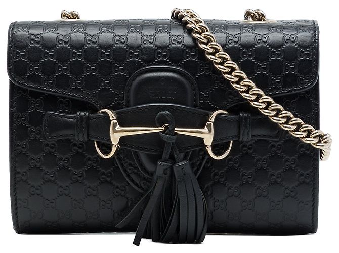 Borsa a tracolla Gucci Mini Microguccissima Emily Nera Nero