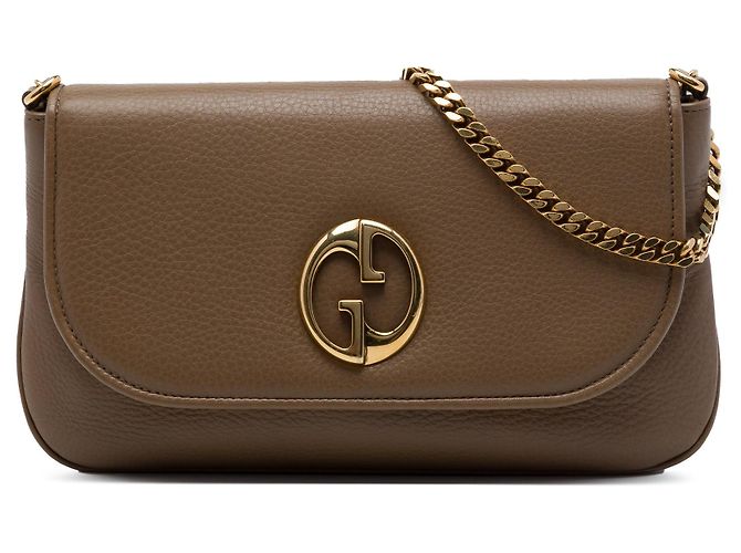 Bolsa de Ombro Gucci 1973 Medium em Couro Marrom com Corrente