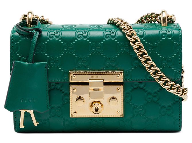 Padlock Borsa a tracolla Gucci Small Guccissima con lucchetto, Verde