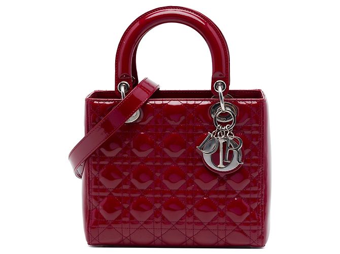 Autre Marque Bolso Lady Dior Medium de piel charol Cannage rojo Roja