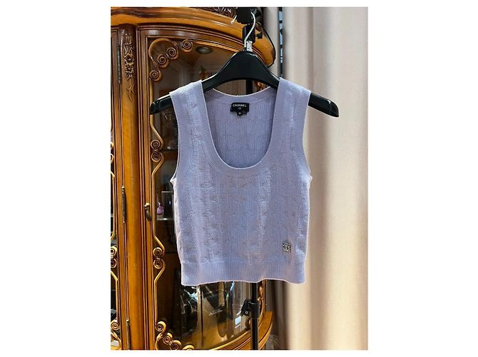 Chanel Strickpullover aus Kaschmir Lila Mehrfarben