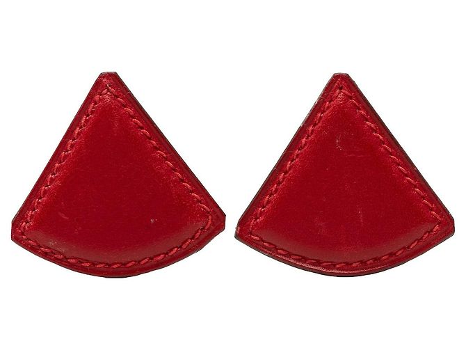 Brincos de pressão Triangle Hermès em couro Swift dourado