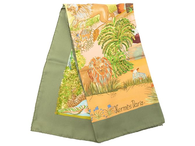 Lenço de seda Hermès Nuba Mountain Verde 90