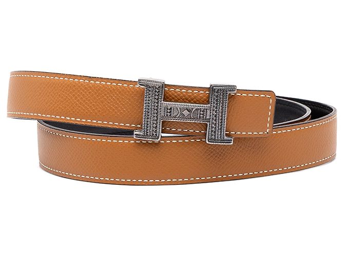 Cintura reversibile Hermès Epsom H Touareg Marrone