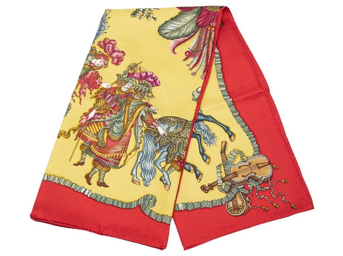 Lenço de seda Multi Hermès Les Fetes du Roi Soleil 90 Scarves Multicor