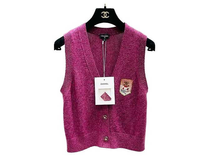Chanel Maille en Cachemire Rose Multicolore