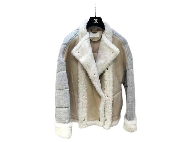 Chloé Shearling Coat Gray
