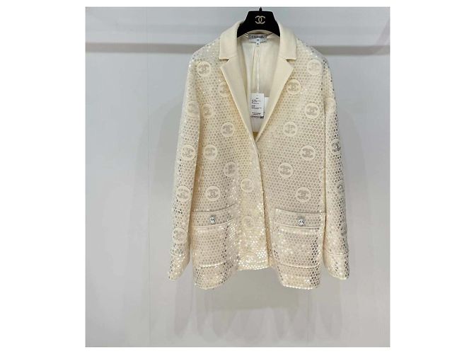 Chanel Beige Tweed Double-C Sequin Blazer Multiple colors