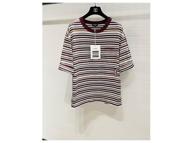 Top Chanel Cropped in Cotone a Righe Multicolore