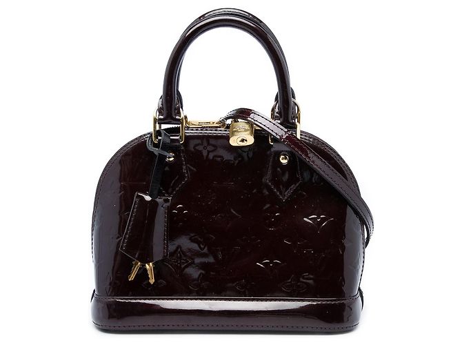 Bolsa Satchel Alma BB Louis Vuitton Monogram Vernis Roxa Roxo