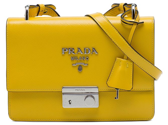 Cruzada Sound Lock Saffiano Lux amarilla de Prada Amarillo