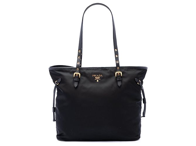 mala Prada em Tessuto com acabamento em Saffiano preto