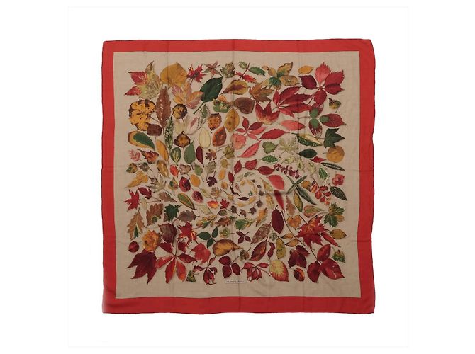 Fazzoletto Hermès Carré Geant "Tourbillon" in cashmere x seta in blu rosso x beige