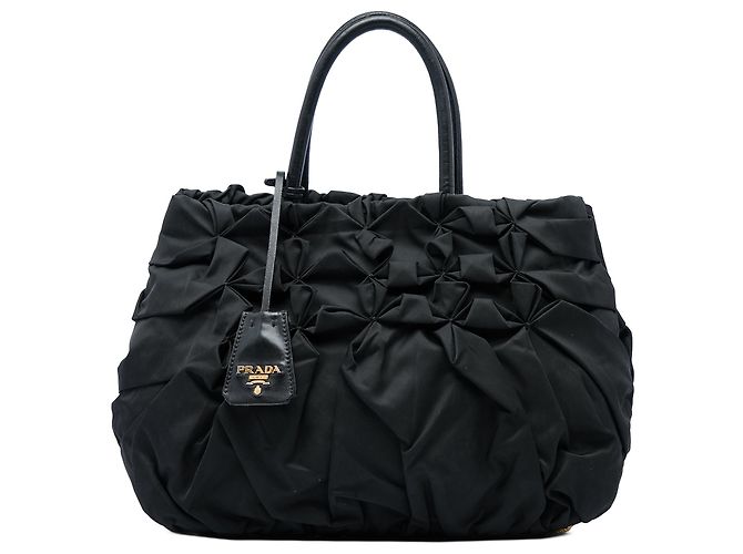 Tote  mala Prada Tessuto Origami plissada preta Preto