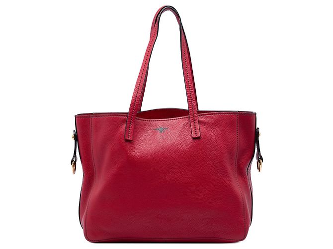 Autre Marque Bolso Tote Dior D Bee Medium de piel de becerro granulada roja
