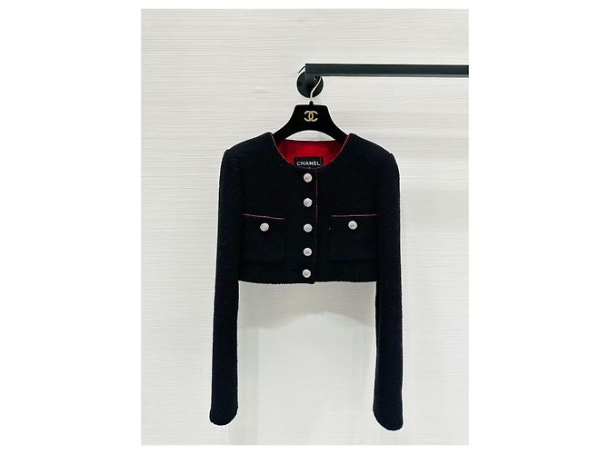 Chanel Black Tweed Jacket Size 34 Multiple colors